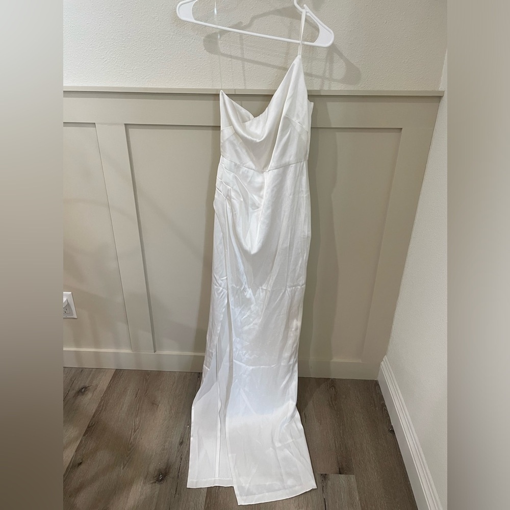 Wedding Nookie Grace White One-Shoulder Maxi Dress Bridal Bachelorette NWT - Picture 4 of 11
